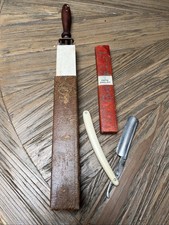 Altes Rasiermesser LE GRELOT GOLDMEDAILLE 1931 antik cut throat Kohleschale + Leder