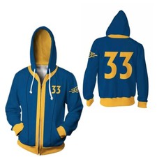 Fallout Vault 33 Bewohner Cosplay Hoodie Unisex Pullover Zip Up Jacke Mantel
