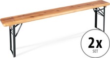 2 klappbare Bierzeltbänke in Natur mit 170 cm Länge für Camping, Balkon & Garten