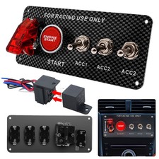 12V Rennwagen Zündschalter Panel Motor Start Panel Zündung 5 Mal Push Tasten DIY