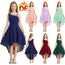 DE Mädchen Kleid Glitzer Elegante Hi-Low Partykleid Festlich Wedding Party