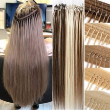 300 Strähnen Dick Microring 100% Echthaar Extensions Haarverlängerung Micro Loop