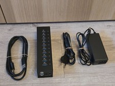USB 3.0 Hub 10 Port Aluminiumgehäuse mit 4A Netzteil, schwarz