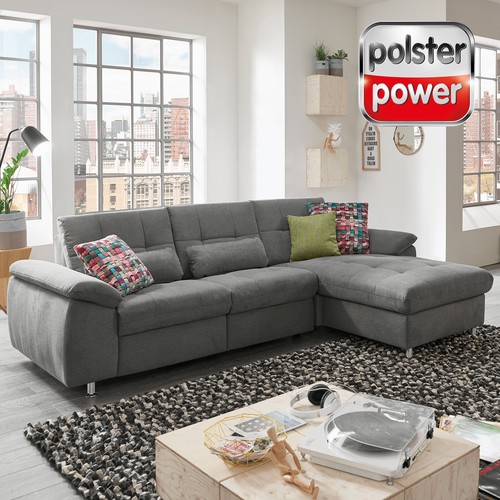 Polsterpower ecksofa grau - -,