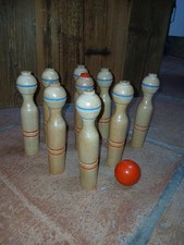 Kegelspiel Tischkegeln Spielzeug Kegeln Bowling aus Holz retro vintage