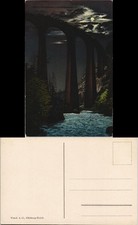 .Graubünden Albulabahn, Viadukt Dampflokomotive bei Mondschein 1912