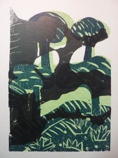 HAP GRIESHABER - Original Holzschnitt 1970 "Buchen II" !!