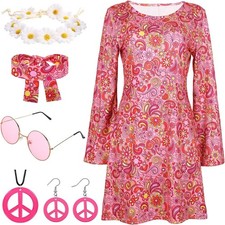 Hippie Kostüm Damen Kleid Set