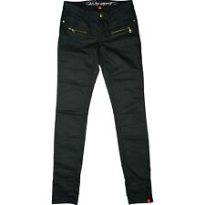 edc ESPRIT Skin Damen Stretch Jeans 7/8 Hose low Zip 34 W27 schwarz Leder Optik