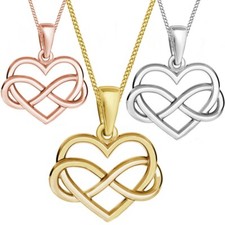 Unendlichkeit Herz Anhänger Halskette 925 Silber Rose Gold Rotgold Kette