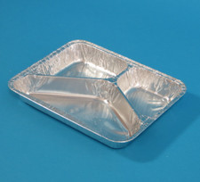 500 Aluminium Menüschalen Assietten Aluschalen 3-geteilt 227x177x39mm 63my R960G