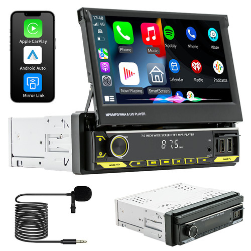 Mic 1din android auto flip - auto,