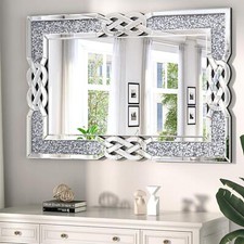 Hängespiegel Badspiegel Deko Spiegel Wandspiegel Glitzer Strasssteine 2 Größe DE