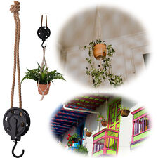 Loft Flaschenzug Schiffsblock 56cm Seil Umlenkrolle Wandhaken Seilzug Vintage