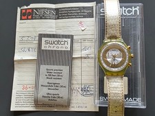 Swatch Chrono GOLDEN GLOBE - SCG100/101 -Uhr funktionsfähig, Chronograph defekt