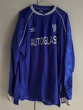 Original UMBRO CFC  FC CHELSEA London Trikot Shirt XL blau AUTOGLASS Langarm