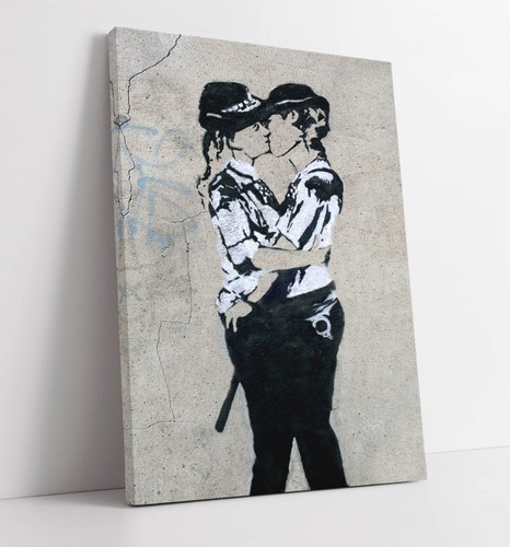 Banksy kissing cops - banksy,