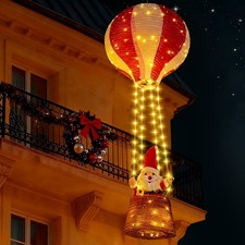 Weihnachtsmann Heißluftballon Lichterkette 110cm 125 LED Weihnachtsbeleuchtung