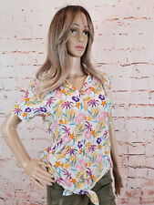 AJC Damen Sommerbluse Tunika Bluse AOP Shirt mit Blumen Bunt Größe 36-38
