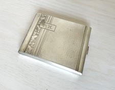 Versilbertes Zigaretten-Etui ca. 1940 von Alpacca, graviert mit Monogramm P.K. 
