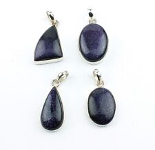 Blaufluss Anhänger Edelsteine gefasst in 925 Silber Steinschmuck Glitzernd Edel