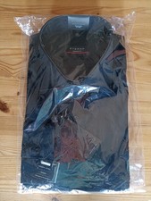 Eterna Herren Langärmliges Hemd Schwarz Gr. 45 Modern Fit Baumwolle NEU in OVP