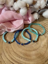 Boncuk Heishi Armband Perlen Symbol Nazar türkische Auge Schmuck Evil Eye blau