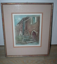 *** Original Farbradierung Wandbild"Die alte Treppe" Gerahmt signiert ****