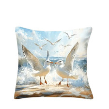 Kissenbezug Kissenhülle Dekokissen Maritim Urlaub Möwen Meer 45x45cm Neu