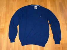 Gant - men - Strickpullover - Lammwolle - gerippte Abschlüsse - Blau - GR. XL