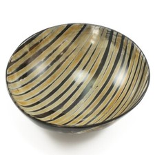 Gestreiftes Muster abgerundete Hornschüssel gestreiftes Muster | 7 Zoll | Handarbeit | Servierschüssel