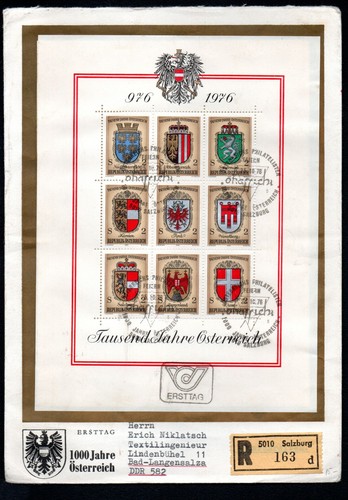 Fdc einschreiben block4 - einschreiben, wappen