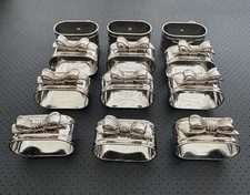 Serviettenringe aus Metall, rhodiniert mit Schleife 12 Stück