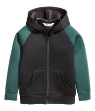 H&M Kapuzenjacke aus Scuba  Gr. 134/140, 146/152, 158/164 schwarz/grün  NEU