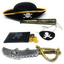 Pirat Set Kinder Piratenhut Augenklappe Fernrohr Kinder Piratenset Schatz Party 