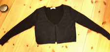 Weihnachten  Jacke/Bolero mit Knopf + Glitzergarn  metallisierend, Gr. L Schwarz