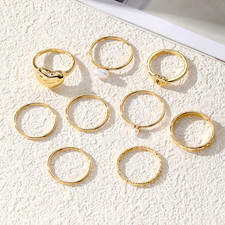 Vintage Perlen Herz Ring Set 9
