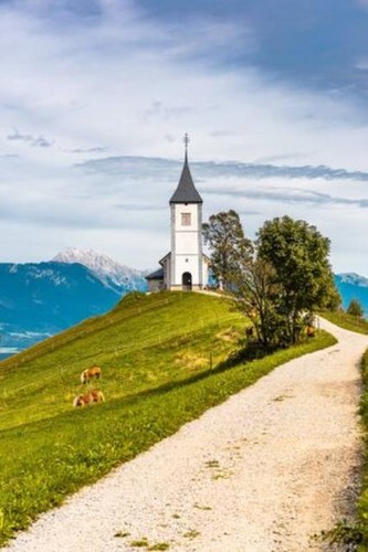 Wandbild malerische kirche - wandbild:,