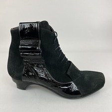 Lisa Tucci schwarze Leder Knöchelspitze Reißverschluss Boho Hippie Stiefeletten EU41 UK8