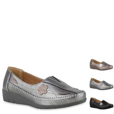 Damen Slippers Bequeme Wedges Blumen Profil-Sohle Schuhe 841042 New Look