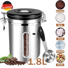 1.8L Kaffeedose Luftdicht Edelstahl Behälter für Kaffeebohnen inkl Dosierlöffel.