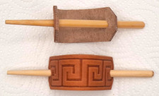 Haarspange, echt Leder, Gravur, punziert, Motiv 32, griechischer Mäander