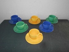 Kaffee Tee Tassen Tasse Unterteller Teller Bunt Vista Portugal 6 Per. 12 Teile