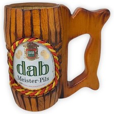 Bierkrug Holzkrug Brauerei DAB Meister Pils Dortmunder Actien Glaseinsatz Krug