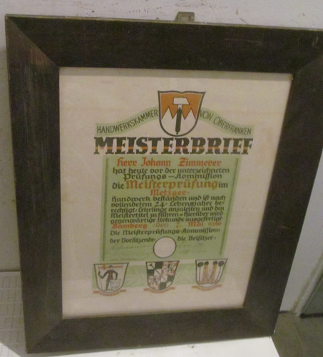 Bild alter meisterbrief des - meisterbrief,