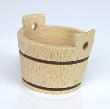 Miniatur Holztrog Holzkübel, naturbelassen. Für Weihnachtskrippe. 4x5,3 cm.