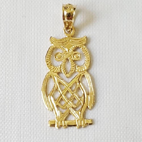 14k gelbgold eule anhänger - gelbgold,