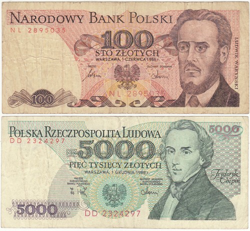 Banknoten polen 100 - *2, 5000