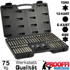75 tlg XXL Stecknuss Bits Torx Vielzahn Ribe Innensechskant Für Inbus Schraube