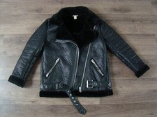 Fliegerjacke H&M Damen Piloten Biker Jacke 36 Fell Übergang Kunstpelz Gürtel TOP